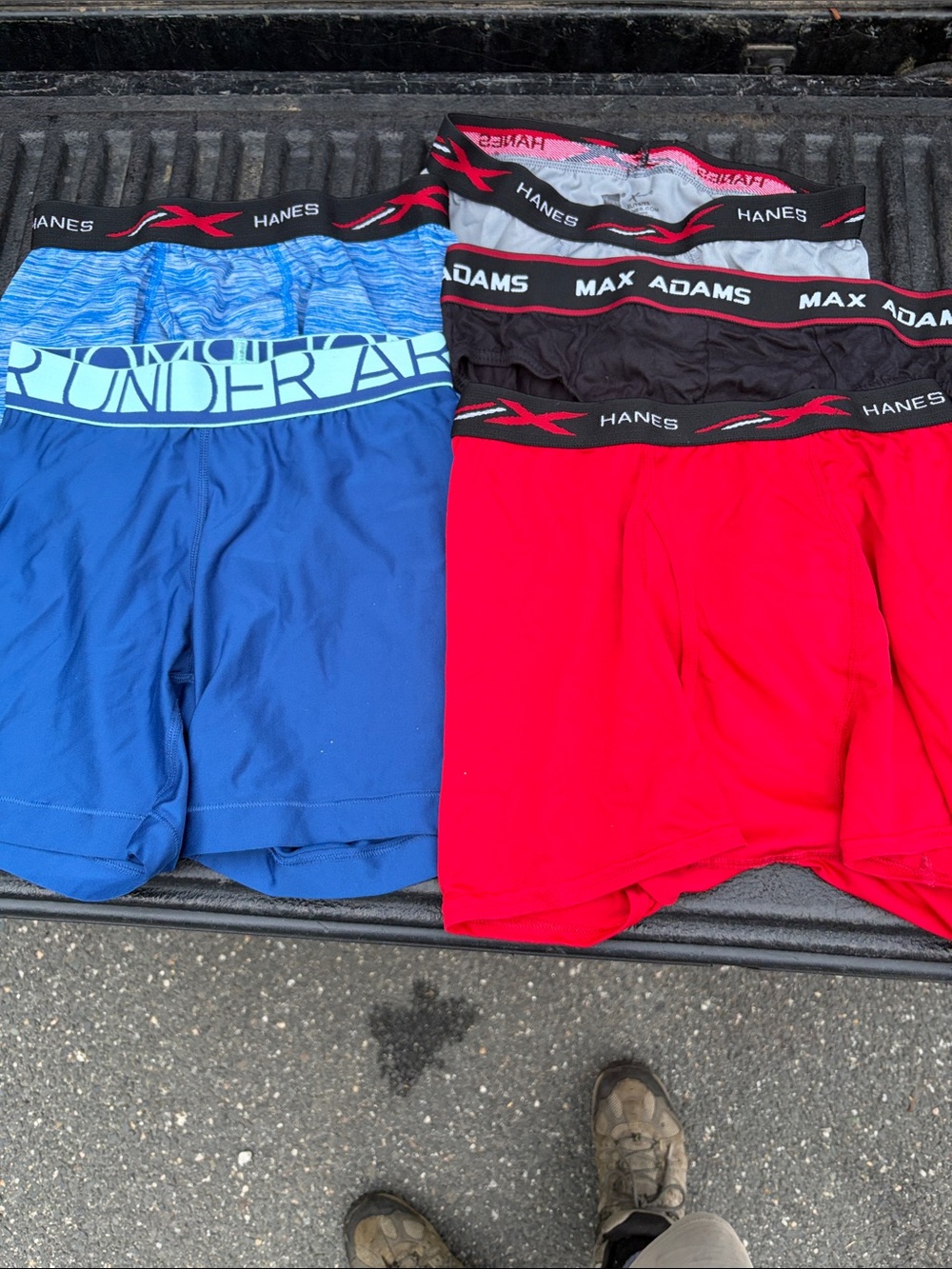 Hanes, Under Armour, and Max Adama Boys' Blue & Red Athletic Shorts/Underwear